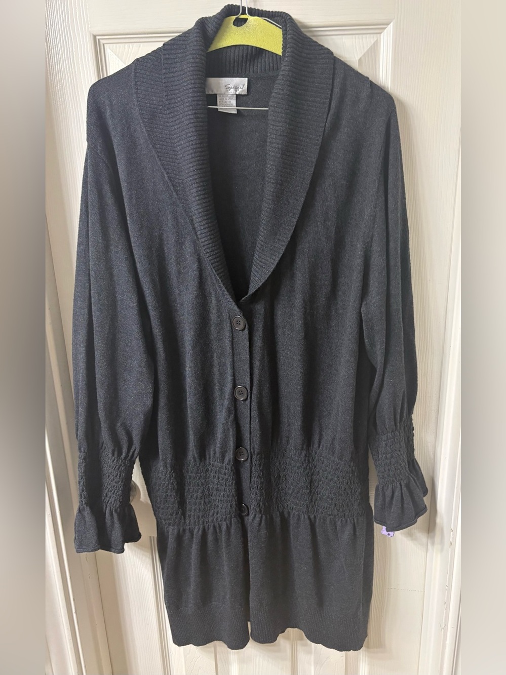 Siegel lightweight long sweater, duster CASHMERE/COTTON sz 2X -dark grey